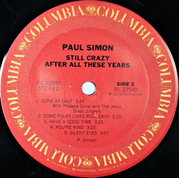 Paul Simon - Still Crazy After All These Years - Mint- LP Record 1975 Columbia USA Original Press Vinyl, Inner, Embossed Sleeve & Hyper Stickers - Pop Rock / Folk Rock - Shuga Records