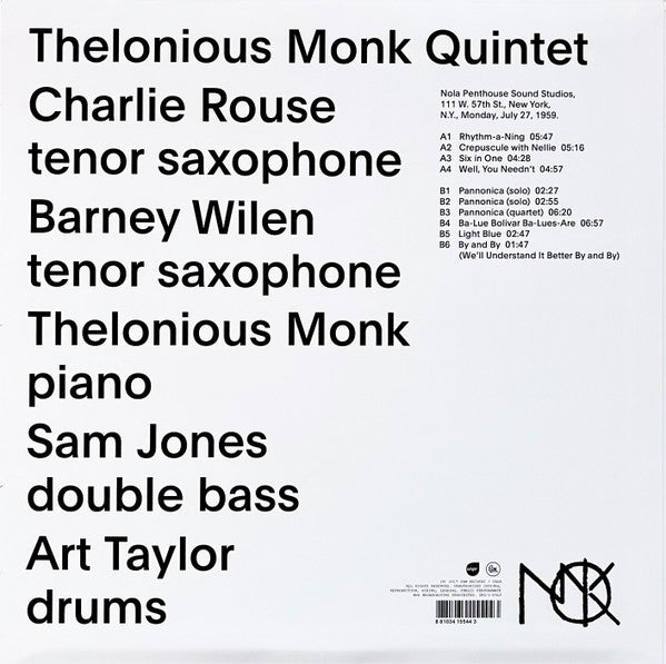 Thelonious Monk - Les Liaisons Dangereuses 1960 - Mint- (VG+ cover) LP Record 2017 Sam Saga USA 180 gram Vinyl & Insert - Jazz / Hard Bop / Soundtrack - Shuga Records