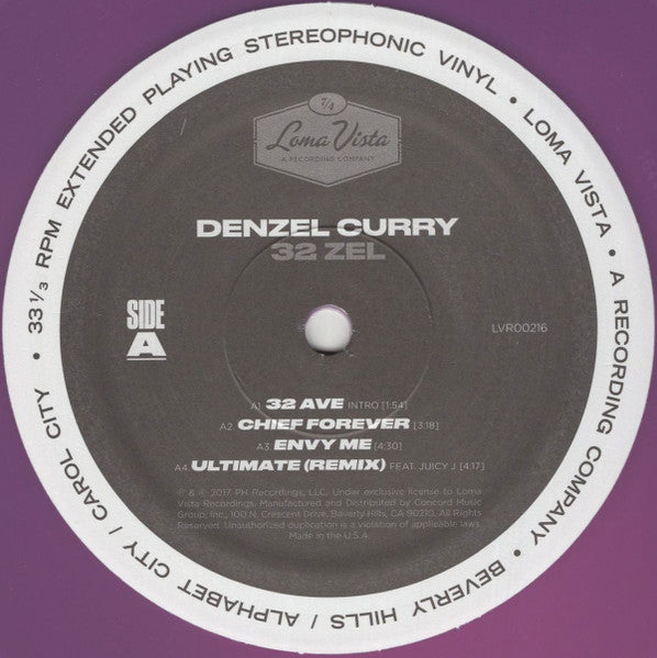 Denzel Curry - 32 Zel (2017) - New LP Record EP 2023 Loma Vista USA Purple Vinyl - Rap / Hip Hop - Shuga Records