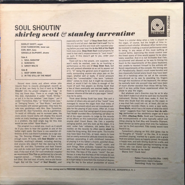 Shirley Scott & Stanley Turrentine - Soul Shoutin' (1964) - Mint- LP Record 1972 Prestige USA Vinyl - Jazz / Soul-Jazz