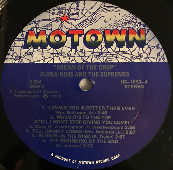 Diana Ross And The Supremes - Cream Of The Crop - VG+ LP Record 1969 Motown USA Original Vinyl - Soul / Rhythm & Blues - Shuga Records