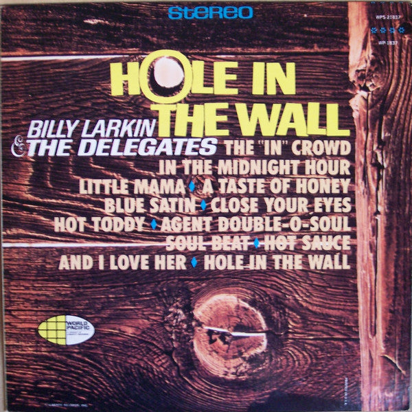 Billy Larkin & The Delegates - Hole In The Wall - VG+ (VG Cover) LP Record 1965 World Pacific USA Original Vinyl - Jazz / Soul-Jazz - Shuga Records