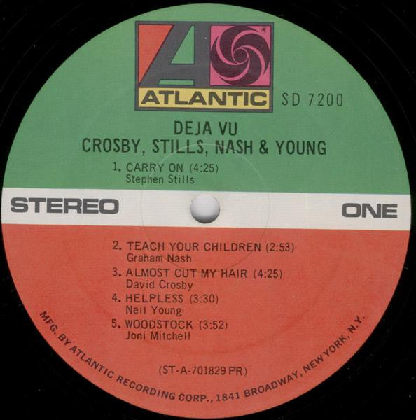 Crosby, Stills, Nash & Neil Young – Déjà Vu - VG LP Record 1970 Atlantic USA Original Vinyl - Classic Rock / Folk Rock - Shuga Records
