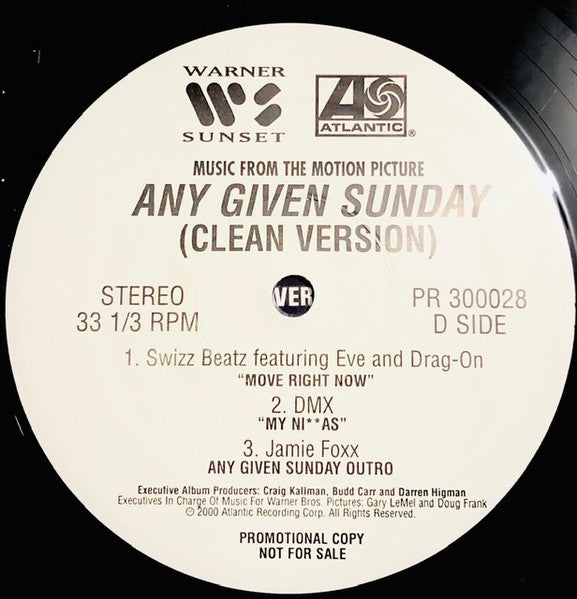 Various – Music From The Motion Picture Any Given Sunday - VG+ 3 LP Record 2000 Warner Atlantic Promo Clean Version Vinyl - Soundtrack / Hip Hop - Shuga Records