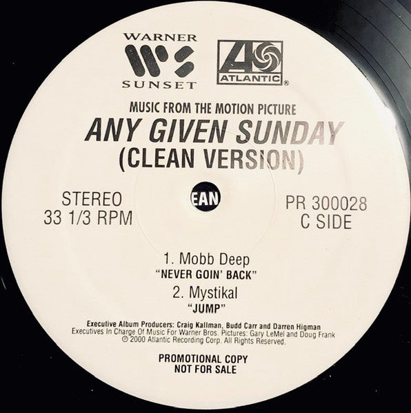 Various – Music From The Motion Picture Any Given Sunday - VG+ 3 LP Record 2000 Warner Atlantic Promo Clean Version Vinyl - Soundtrack / Hip Hop