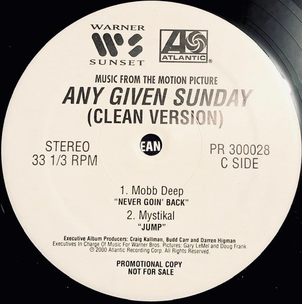 Various – Music From The Motion Picture Any Given Sunday - VG+ 3 LP Record 2000 Warner Atlantic Promo Clean Version Vinyl - Soundtrack / Hip Hop - Shuga Records