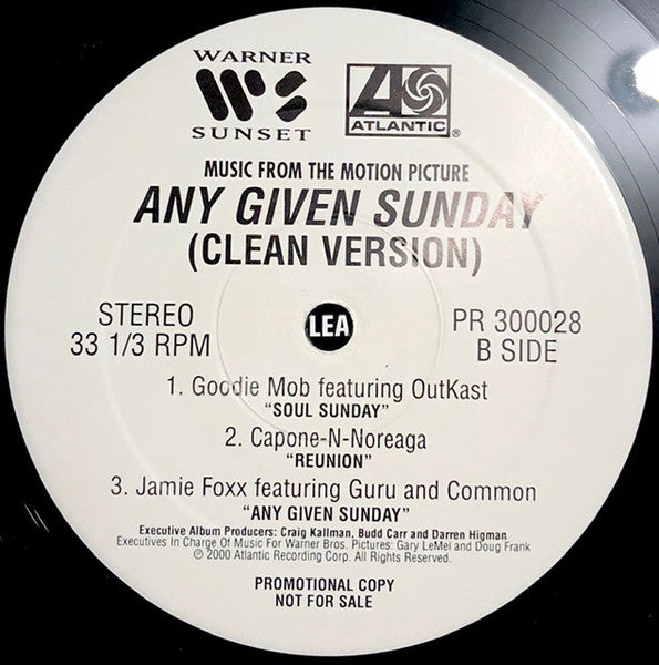 Various – Music From The Motion Picture Any Given Sunday - VG+ 3 LP Record 2000 Warner Atlantic Promo Clean Version Vinyl - Soundtrack / Hip Hop - Shuga Records