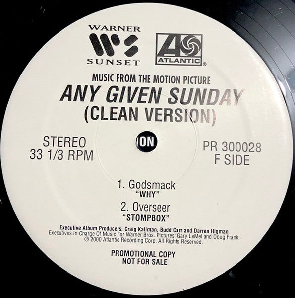 Various – Music From The Motion Picture Any Given Sunday - VG+ 3 LP Record 2000 Warner Atlantic Promo Clean Version Vinyl - Soundtrack / Hip Hop - Shuga Records