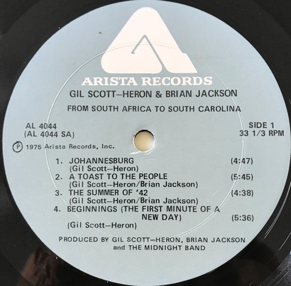 Gil Scott-Heron And Brian Jackson - From South Africa To South Carolina - Mint- LP Record 1975 Arista USA Original Vinyl - Jazz-Funk / Soul / Funk - Shuga Records