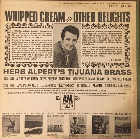 Herb Alpert's Tijuana Brass - Whipped Cream & Other Delights - VG+ LP Record 1965 A&M USA Vinyl - Jazz / Latin Jazz - Shuga Records