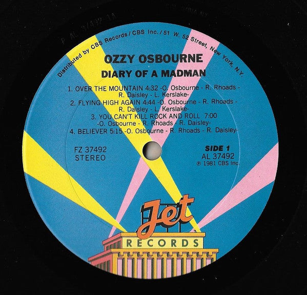 Ozzy Osbourne - Diary Of A Madman - VG+ LP Record 1981 Jet USA Original Vinyl, Matching Inner Sleeve & Hype Sticker - Hard Rock / Heavy Metal - Shuga Records
