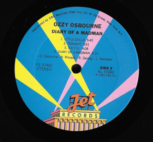 Ozzy Osbourne - Diary Of A Madman - VG+ LP Record 1981 Jet USA Original Vinyl, Matching Inner Sleeve & Hype Sticker - Hard Rock / Heavy Metal - Shuga Records