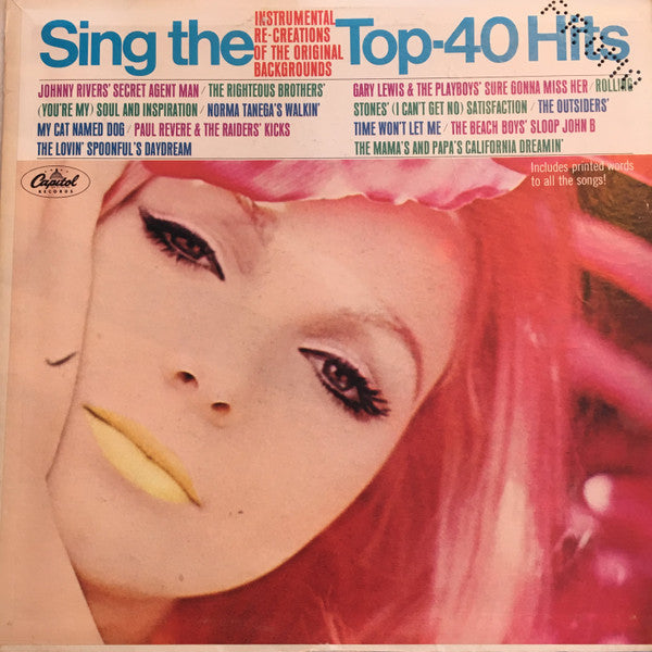 Various – Sing The Top 40 Hits/Instrumental Re-Creations Of The Original Backrounds - VG+ (Low grade cover) LP Record 1966 Capitol USA Vinyl & Insert - Pop / Funk / Soul - Shuga Records
