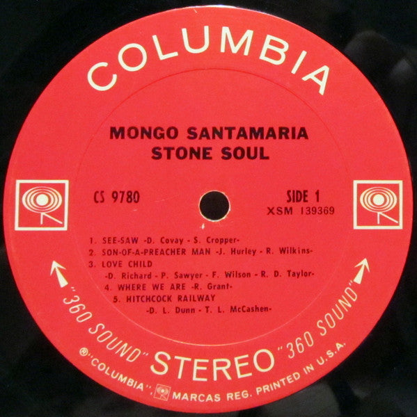 Mongo Santamaria - Stone Soul - VG+ LP Record 1969 Columbia USA 360 label Original Vinyl - Afro-Cuban Jazz / Jazz-Funk / Latin Jazz - Shuga Records