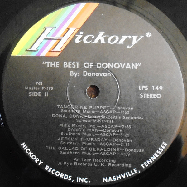 Donovan - The Best Of Donovan - VG+ LP Record 1969 Hickory Vinyl - Folk - Shuga Records