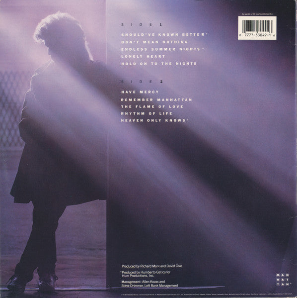 Richard Marx - Richard Marx - VG+ LP Record 1987 EMI Manhattan USA Vinyl - Pop Rock / Soft Rock - Shuga Records