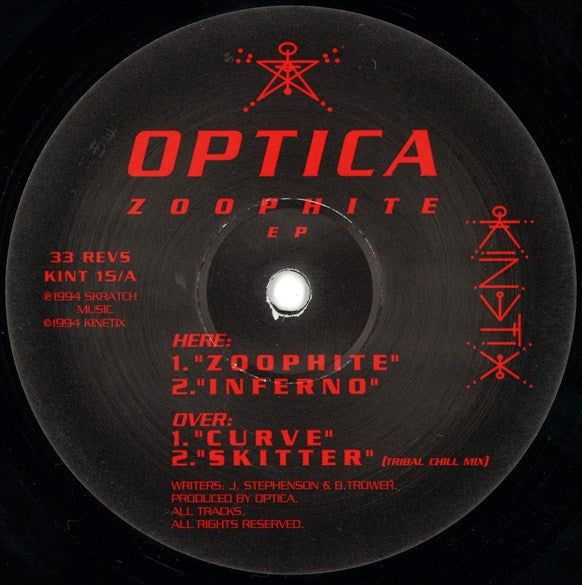 Optica - Zoophite EP - VG+ 12" Single Record 1994 Kinetix UK Vinyl - Trance / Psy-Trance - Shuga Records