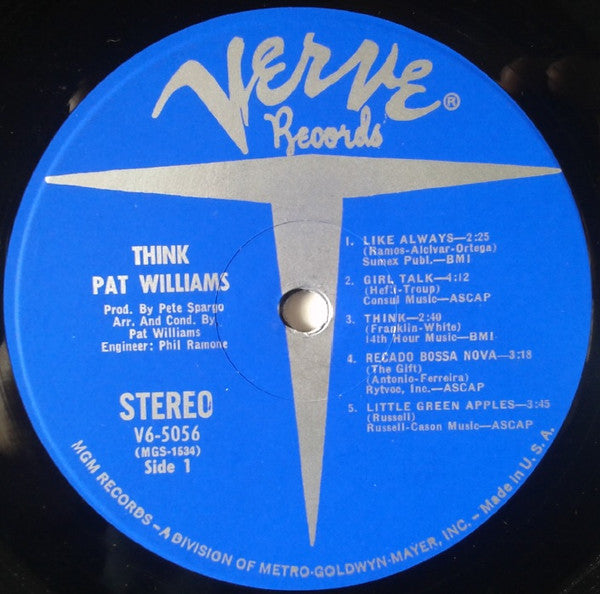 Pat Williams - Think - Mint- LP Record 1968 Verve USA Original Vinyl - Jazz / Big Band / Funk - Shuga Records