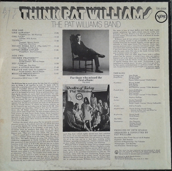 Pat Williams - Think - Mint- LP Record 1968 Verve USA Original Vinyl - Jazz / Big Band / Funk - Shuga Records