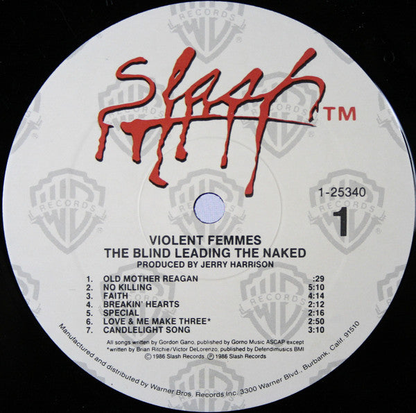 Violent Femmes - The Blind Leading The Naked - VG+ LP Record 1986 Slash Warner USA Vinyl - Alternative Rock - Shuga Records