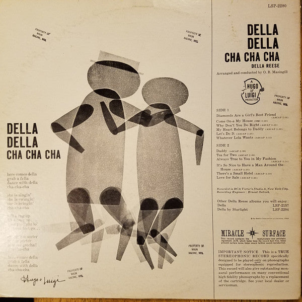 Della Reese - Della Della Cha Cha Cha - VG+ LP Record 1960 RCA USA Living Stereo Original Vinyl - Latin / Mambo - Shuga Records