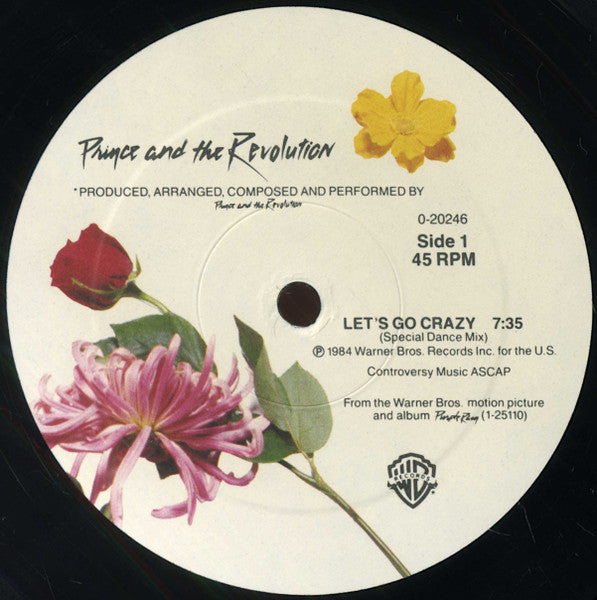 Prince And The Revolution - Let's Go Crazy / Erotic City - Mint- 12" Single Record 1984 Warner USA Original Vinyl - Synth-pop / Funk / Minneapolis Sound - Shuga Records