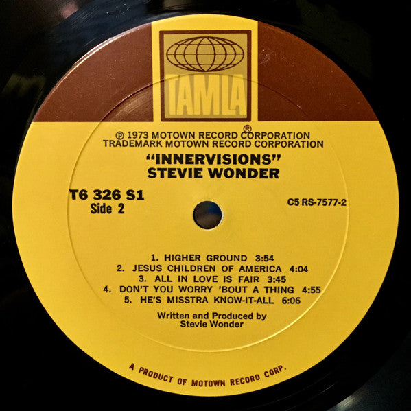 Stevie Wonder - Innervisions (1973) - VG+ LP Record 1976 Tamla Original USA - Soul / Funk - Shuga Records