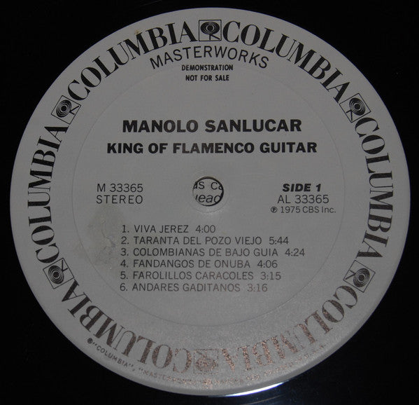 Manolo Sanlúcar - King Of Flamenco Guitar - Mint- (VG Cover) LP Record 1975 Columbia USA Promo Vinyl - Latin / Flamenco - Shuga Records