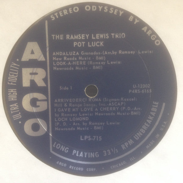 The Ramsey Lewis Trio – Pot Luck - VG+ LP Record 1963 Argo USA Original Stereo Vinyl - Jazz / Soul-Jazz