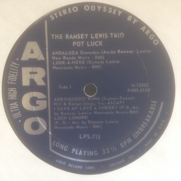 The Ramsey Lewis Trio – Pot Luck - VG+ LP Record 1963 Argo USA Original Stereo Vinyl - Jazz / Soul-Jazz - Shuga Records