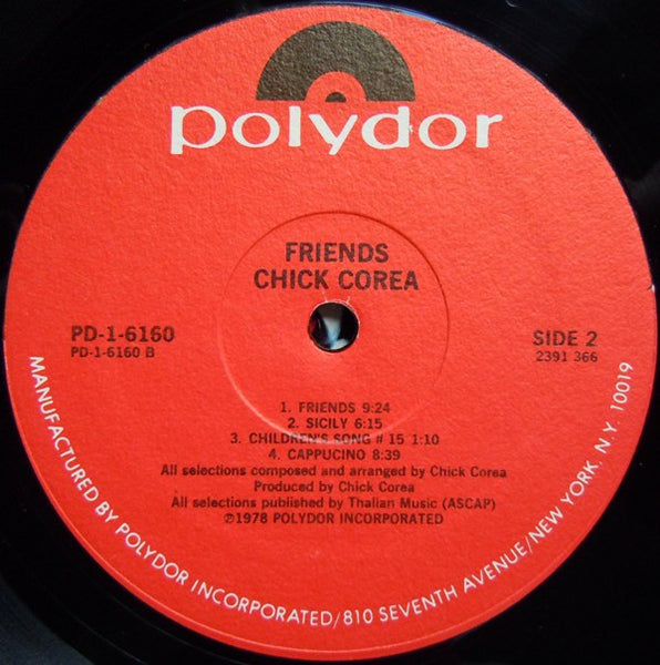 Chick Corea - Friends - VG+ LP Record 1978 Polydor USA Original Vinyl - Contemporary Jazz - Shuga Records