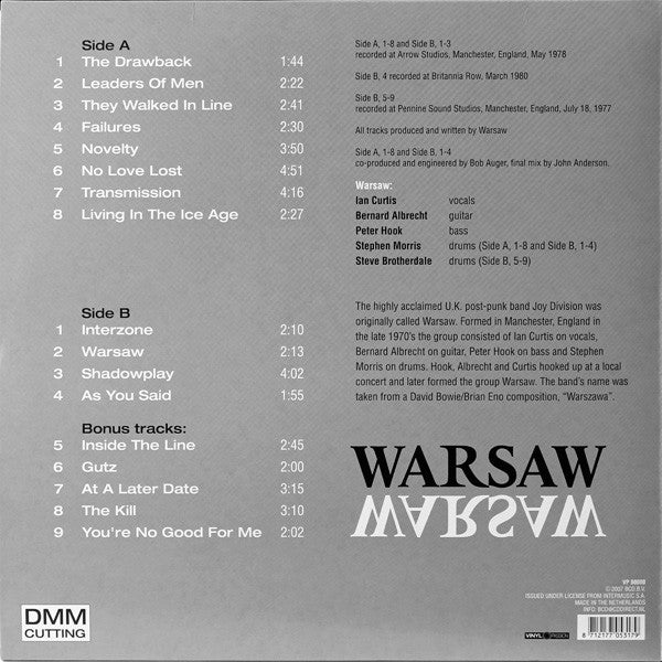 Warsaw / Joy Division - Warsaw (1980) - Mint- LP Record 2007 Vinyl Passion Netherlands 180 gram Vinyl - New Wave / Punk / Post-Punk - Shuga Records