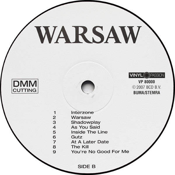 Warsaw / Joy Division - Warsaw (1980) - Mint- LP Record 2007 Vinyl Passion Netherlands 180 gram Vinyl - New Wave / Punk / Post-Punk - Shuga Records