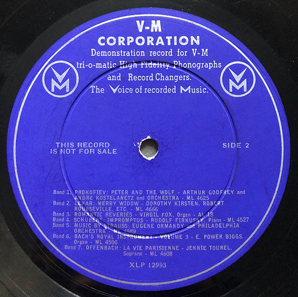 Various - Demonstration Record for V-M tri-o-matic High Fidelity Phonographs and Record Changers. The Voice of recorded Music - VG+ LP Record 1950s VM Corp USA Mono Vinyl Promo - Classical - Shuga Records
