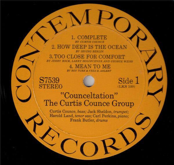 The Curtis Counce Group - Vol 2: Counceltation (1957) - VG+ LP Record 1972 Contemporary USA Vinyl - Cool Jazz - Shuga Records