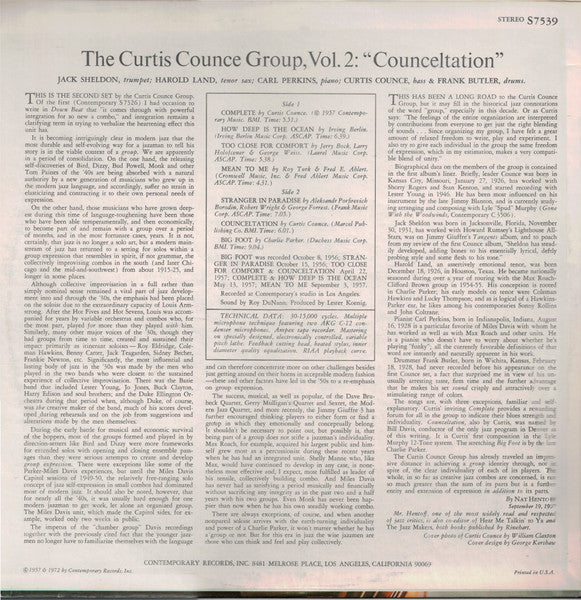 The Curtis Counce Group - Vol 2: Counceltation (1957) - VG+ LP Record 1972 Contemporary USA Vinyl - Cool Jazz - Shuga Records