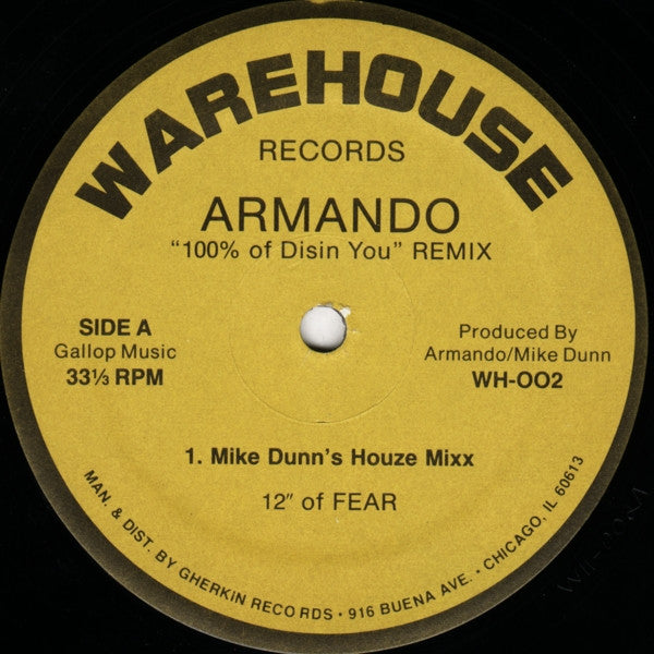 Armando / Mike Dunn - 100% Of Disin' You (Remix) - VG 12" Single Record USA Vinyl - Chicago House / Acid House - Shuga Records