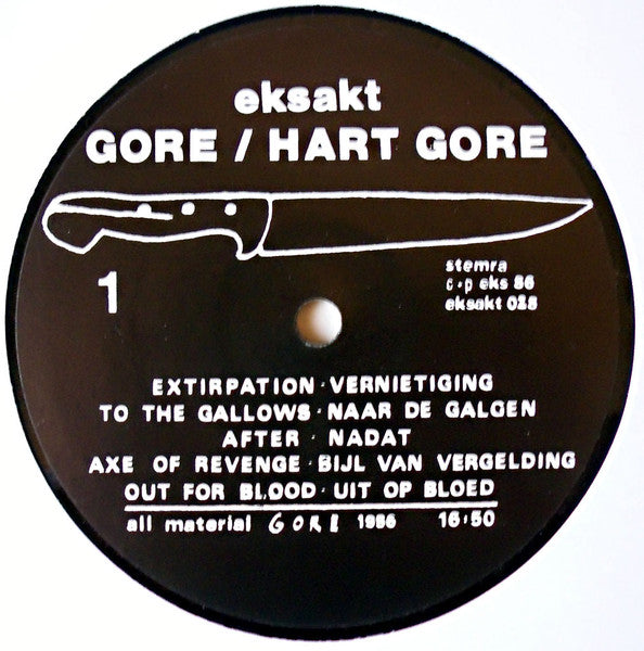 Gore - Hart Gore - Mint- LP Record 1986 Eksakt Netherlands Vinyl & Insert - Sludge Metal / Noise / Noise - Shuga Records