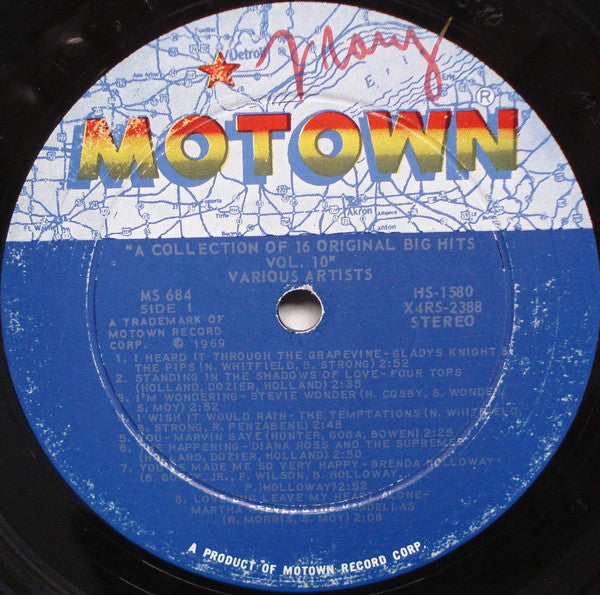 Various - The Motown Sound - 16 Big Hits Vol. 10 - VG+ LP Record 1969 Stereo USA - Soul / Funk - Shuga Records