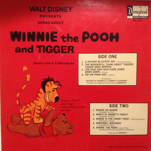 Various - Winnie The Pooh And Tigger - VG+ LP Record 1968 Walt Disney Disneyland USA Original Vinyl - Children's / Story - Shuga Records