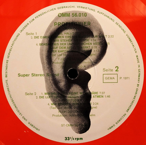 Floh De Cologne - Rockoper Profitgeier - VG+ LP Record 1971 Ohr Germany Original Vinyl, Gimick Cover & "Rockoper" Missing on Cover - Krautrock / Psychedelic Rock / Political - Shuga Records