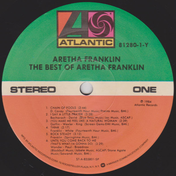 Aretha Franklin - The Best Of Aretha Franklin - Mint- LP Record 1984 Atlantic USA Vinyl - Soul / R&B / Rhythm & Blues / Gospel - Shuga Records