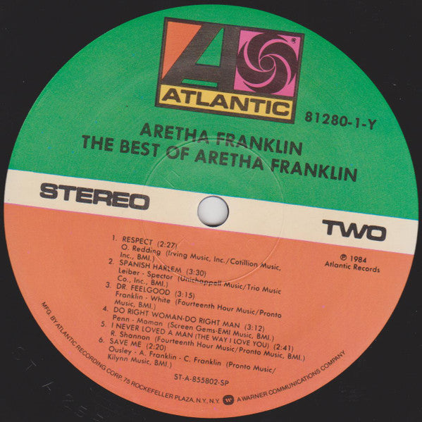 Aretha Franklin - The Best Of Aretha Franklin - Mint- LP Record 1984 Atlantic USA Vinyl - Soul / R&B / Rhythm & Blues / Gospel - Shuga Records