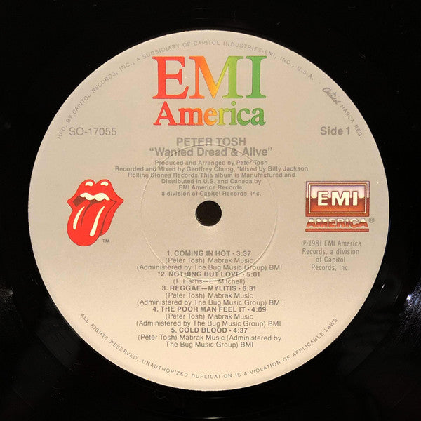 Peter Tosh – Wanted Dread & Alive - VG+ LP Record 1981 EMI Rolling Stones USA Vinyl - Roots Reggae - Shuga Records