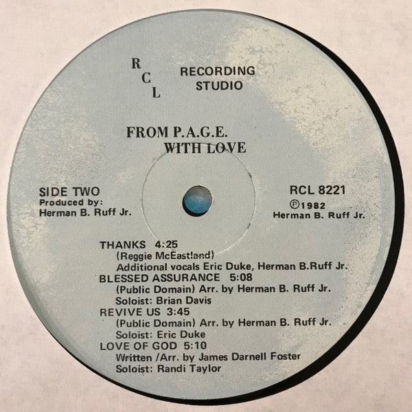 P.A.G.E. - From P.A.G.E. With Love - Mint- LP Record 1982 RCL Private Press USA - Chicago IL Gospel / Soul / Funk - Shuga Records