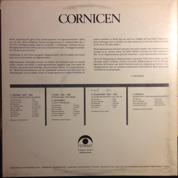 Blåsarensembler Ur Regionmusikskolan - Cornicen - Mint- LP Record 1972 Fermat Sweden Vinyl - Classical - Shuga Records