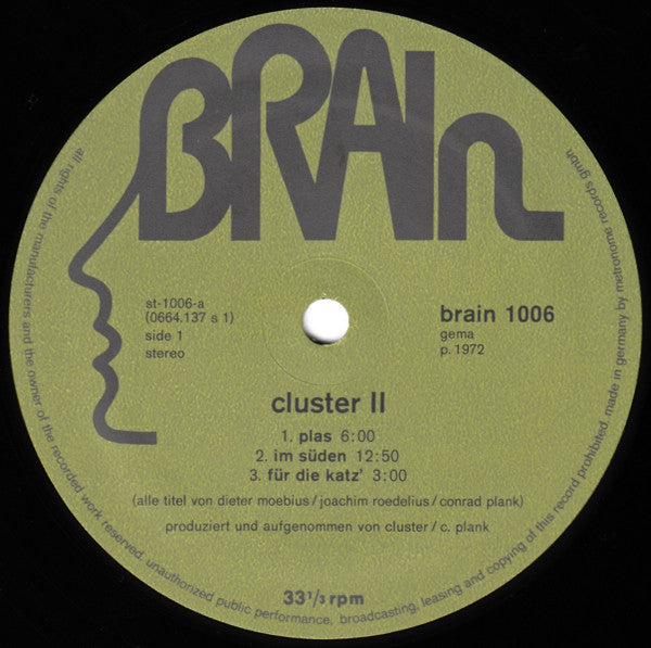Cluster - Cluster II (1972) - Mint- LP Record 1974 Brain Metronome Germany Vinyl - Electronic / Experimental /  Ambient - Shuga Records