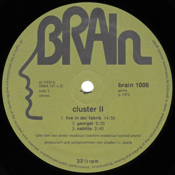 Cluster - Cluster II (1972) - Mint- LP Record 1974 Brain Metronome