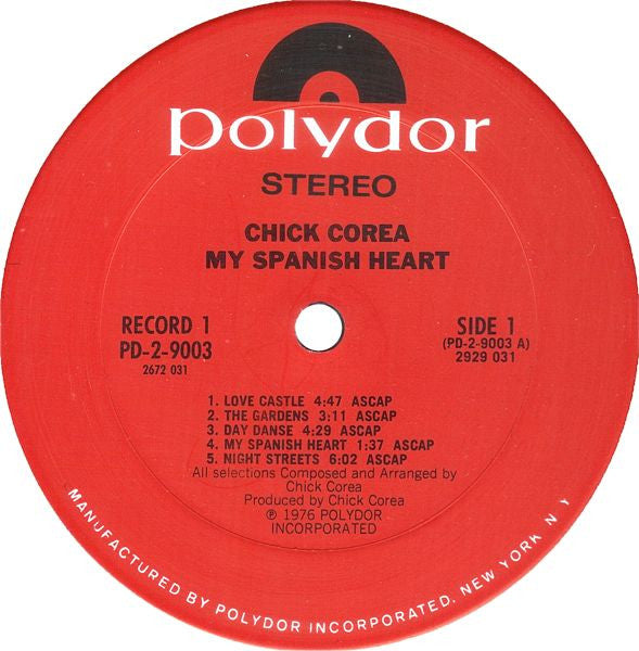 Chick Corea - My Spanish Heart - Mint- 2 LP Record 1976 Polydor USA Original Vinyl - Jazz / Latin / Rumba - Shuga Records