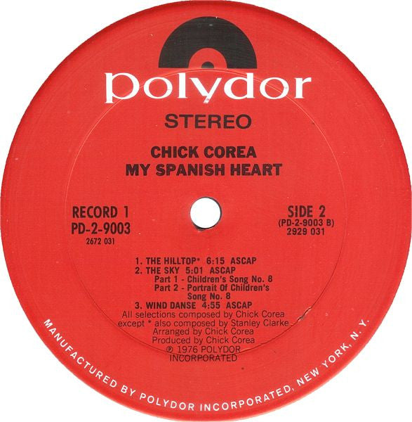 Chick Corea - My Spanish Heart - VG+ 2 LP Record 1976 Polydor USA Original Vinyl - Jazz / Latin / Rumba - Shuga Records